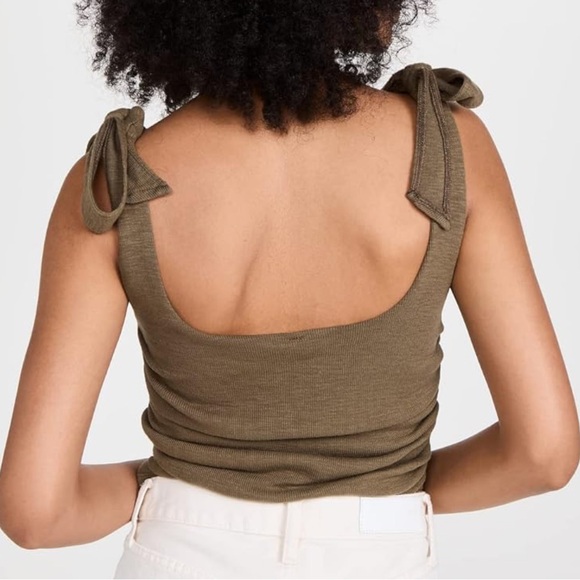 NWOT Free People Boulevard Ruched Tie Strap Tank Top in Oregano - Picture 3 of 9